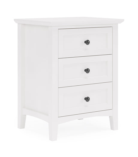 Grace Three Drawer Nightstand in Snowfall White - Ornate Home