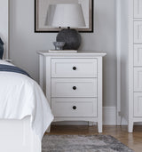 Grace Three Drawer Nightstand in Snowfall White - Ornate Home