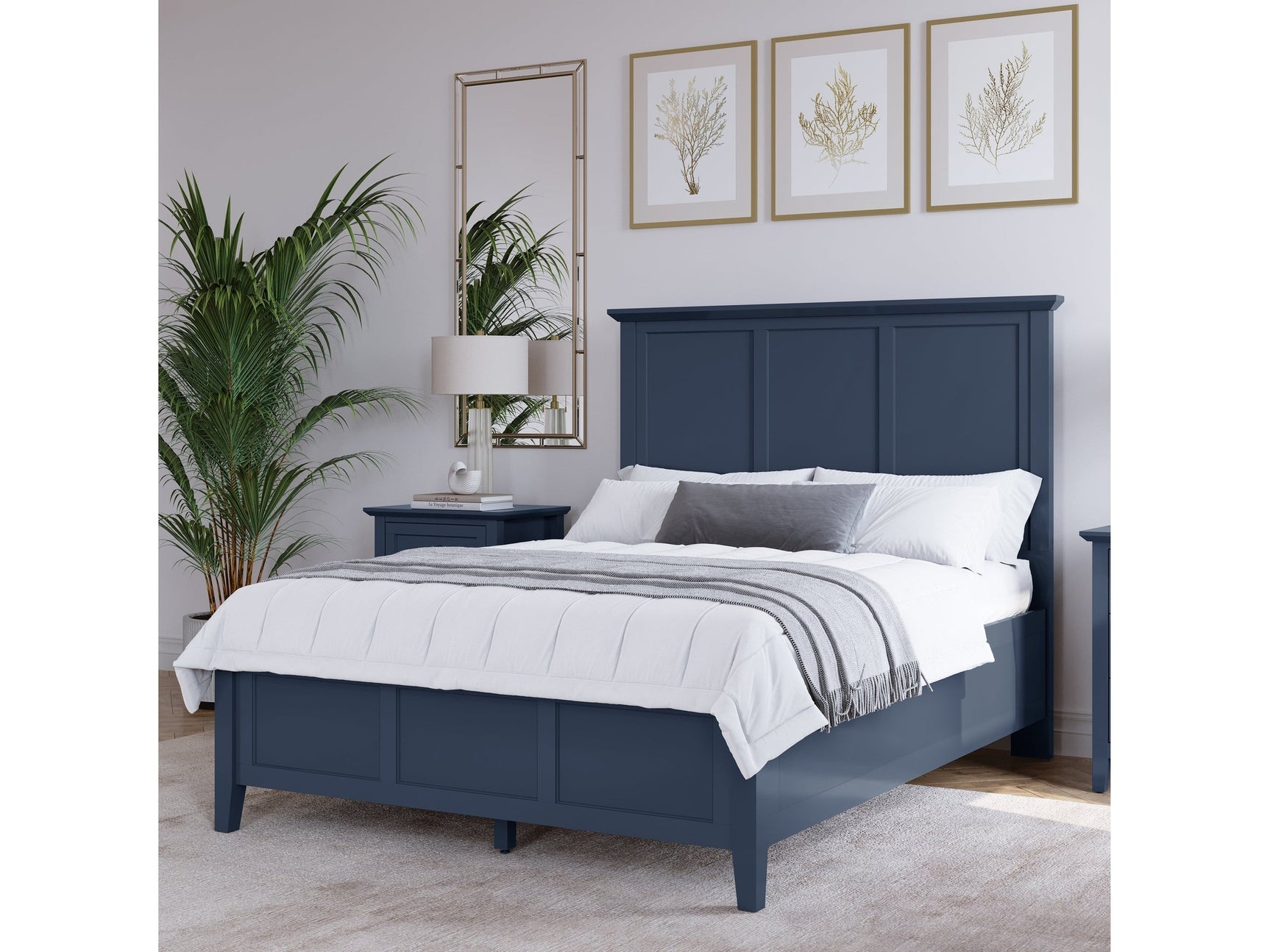 Grace Three Eastern King Panel Bed in Blueberry - Ornate Home
