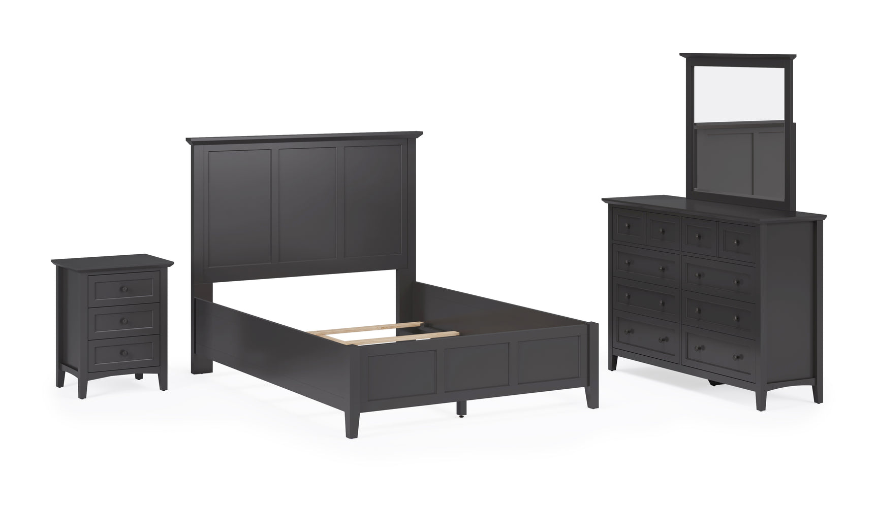 Grace Three Eastern King Panel Bed in Raven Black - Ornate Home