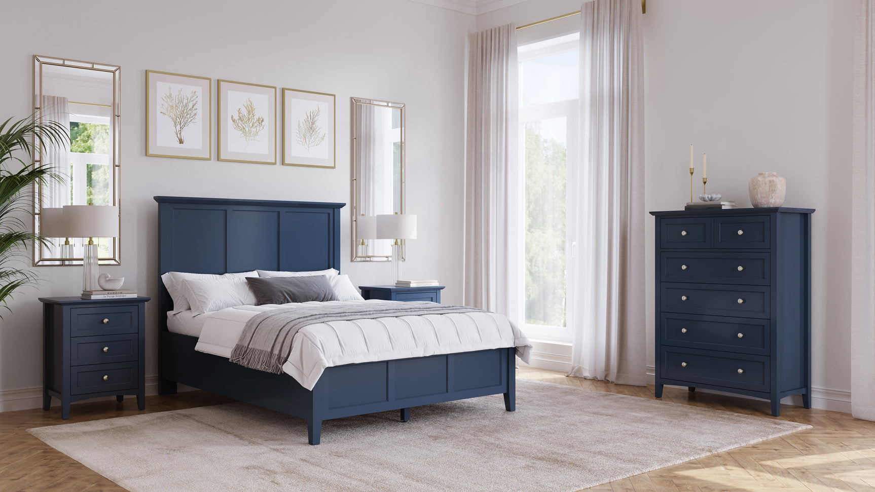 Grace Three Full Panel Bed in Blueberry - Ornate Home