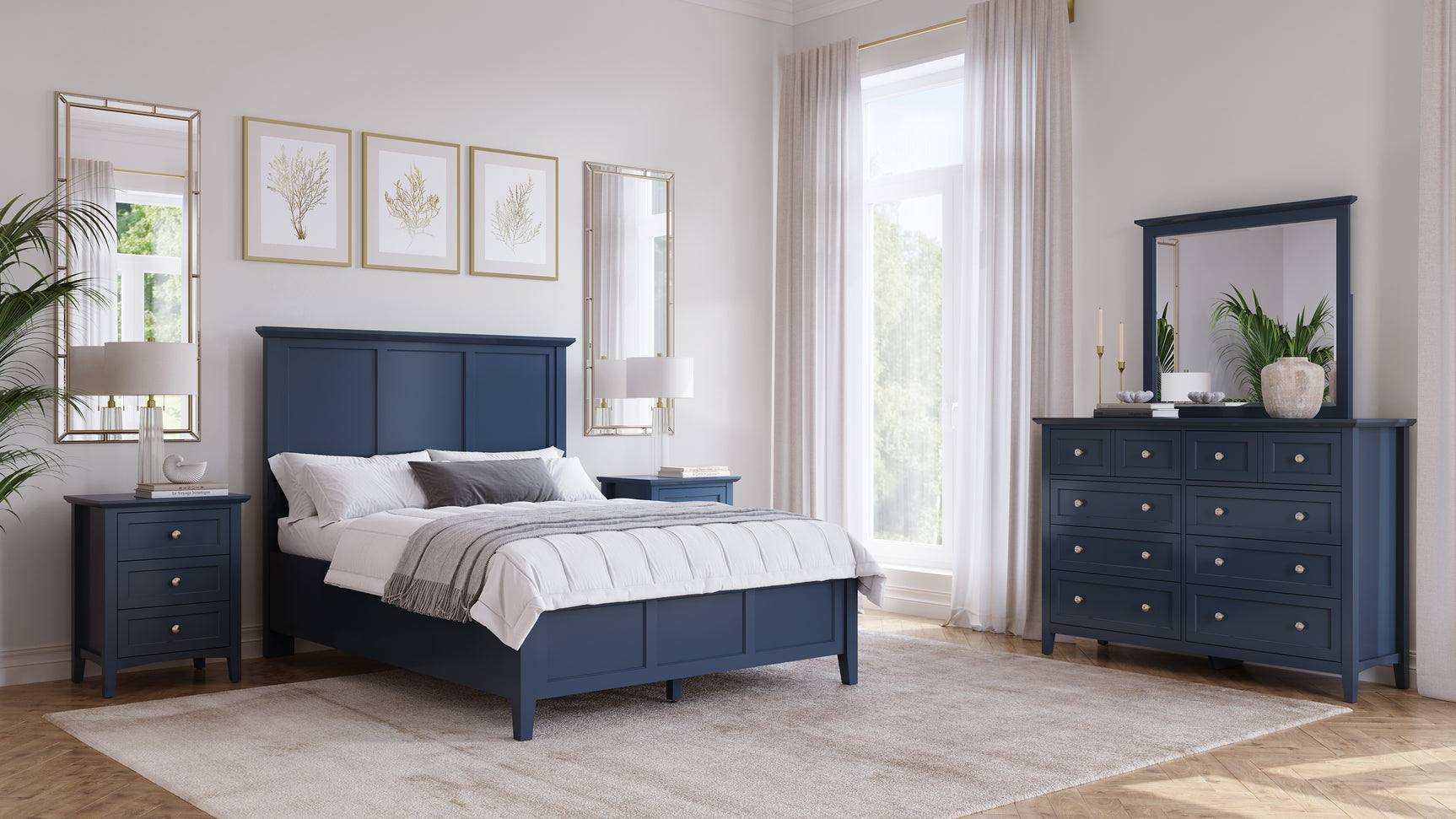 Grace Three Queen Panel Bed in Blueberry - Ornate Home