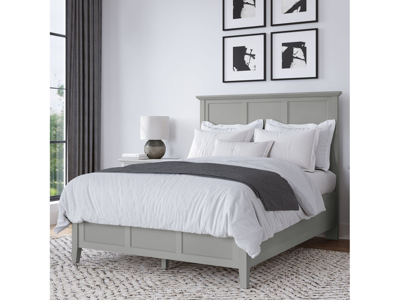 Grace Three Queen Panel Bed in Elephant Grey - Ornate Home