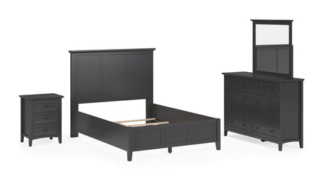 Grace Three Queen Panel Bed in Raven Black - Ornate Home