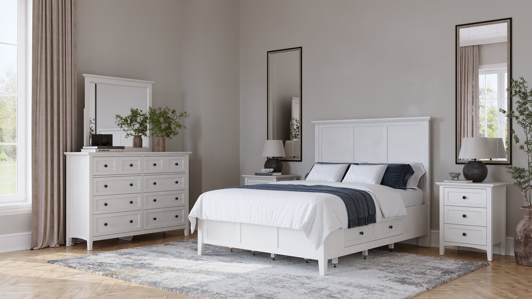 Grace Wall or Dresser Mirror in Snowfall White - Ornate Home