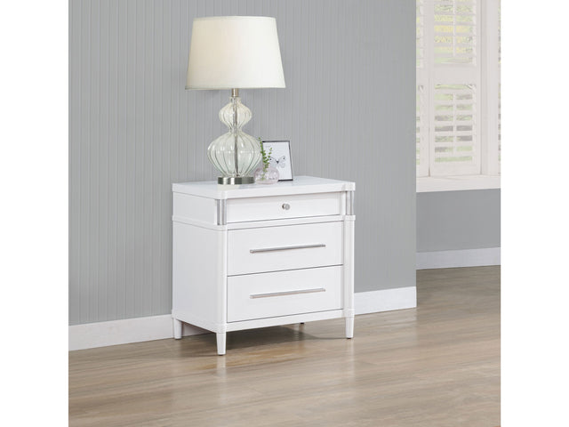 Gracemont White 3-drawer Bedroom Nightstand Bedside Table - Ornate Home