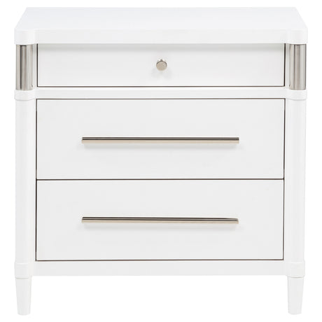 Gracemont White 3-drawer Bedroom Nightstand Bedside Table - Ornate Home