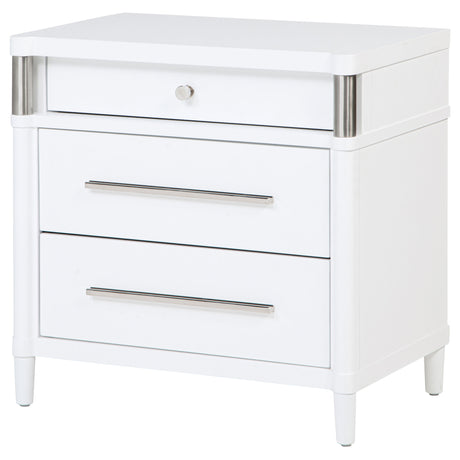 Gracemont White 3-drawer Bedroom Nightstand Bedside Table - Ornate Home