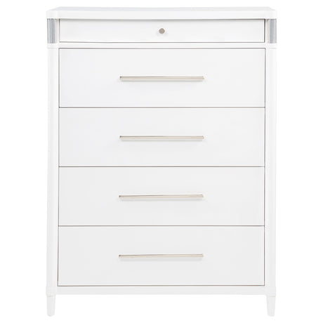 Gracemont White 5-drawer Bedroom Chest of Drawers - Ornate Home