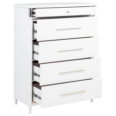Gracemont White 5-drawer Bedroom Chest of Drawers - Ornate Home