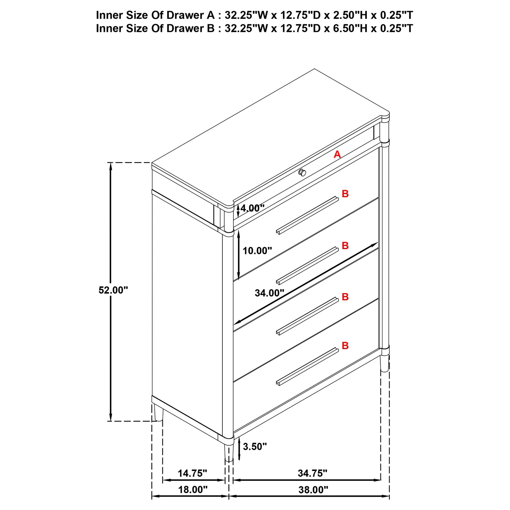 Gracemont White 5-drawer Bedroom Chest of Drawers - Ornate Home