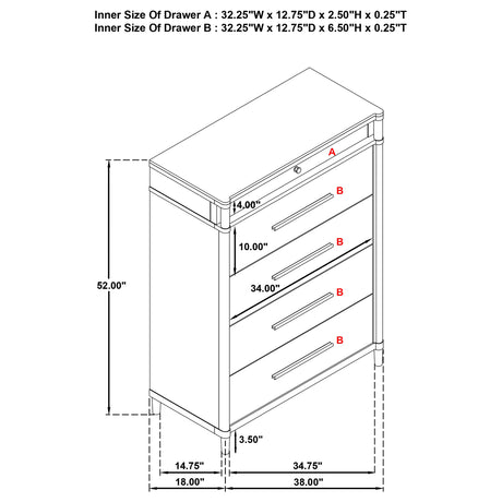 Gracemont White 5-drawer Bedroom Chest of Drawers - Ornate Home