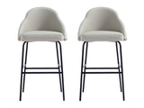 Gracie Barstool in Stone and Black (set of 2) - Ornate Home