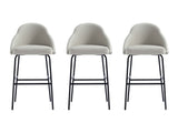 Gracie Barstool in Stone and Black (set of 3) - Ornate Home