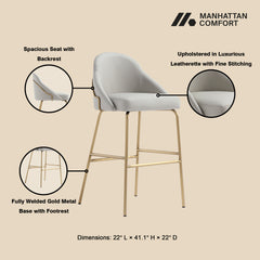 Gracie Barstool in Stone and Gold - Ornate Home