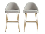 Gracie Barstool in Stone and Gold (set of 2) - Ornate Home