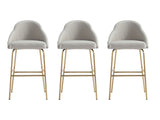 Gracie Barstool in Stone and Gold (set of 3) - Ornate Home