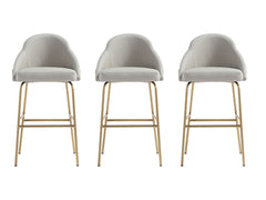 Gracie Barstool in Stone and Gold (set of 3) - Ornate Home