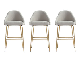 Gracie Barstool in Stone and Gold (set of 3) - Ornate Home