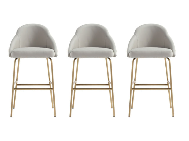 Gracie Barstool in Stone and Gold (set of 3) - Ornate Home