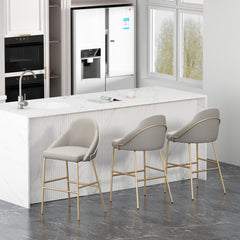 Gracie Barstool in Stone and Gold (set of 3) - Ornate Home