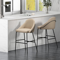 Gracie Barstool in Tan and Black (set of 2) - Ornate Home