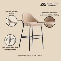 Gracie Barstool in Tan and Black (set of 2) - Ornate Home