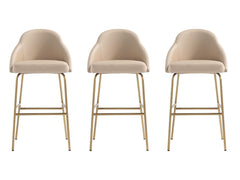 Gracie Barstool in Tan and Gold (set of 3) - Ornate Home