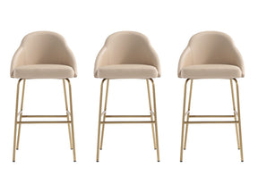 Gracie Barstool in Tan and Gold (set of 3) - Ornate Home