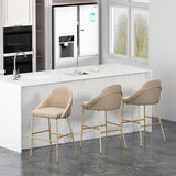 Gracie Barstool in Tan and Gold (set of 3) - Ornate Home