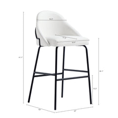 Gracie Barstool in White and Black - Ornate Home