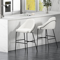 Gracie Barstool in White and Black (set of 2) - Ornate Home