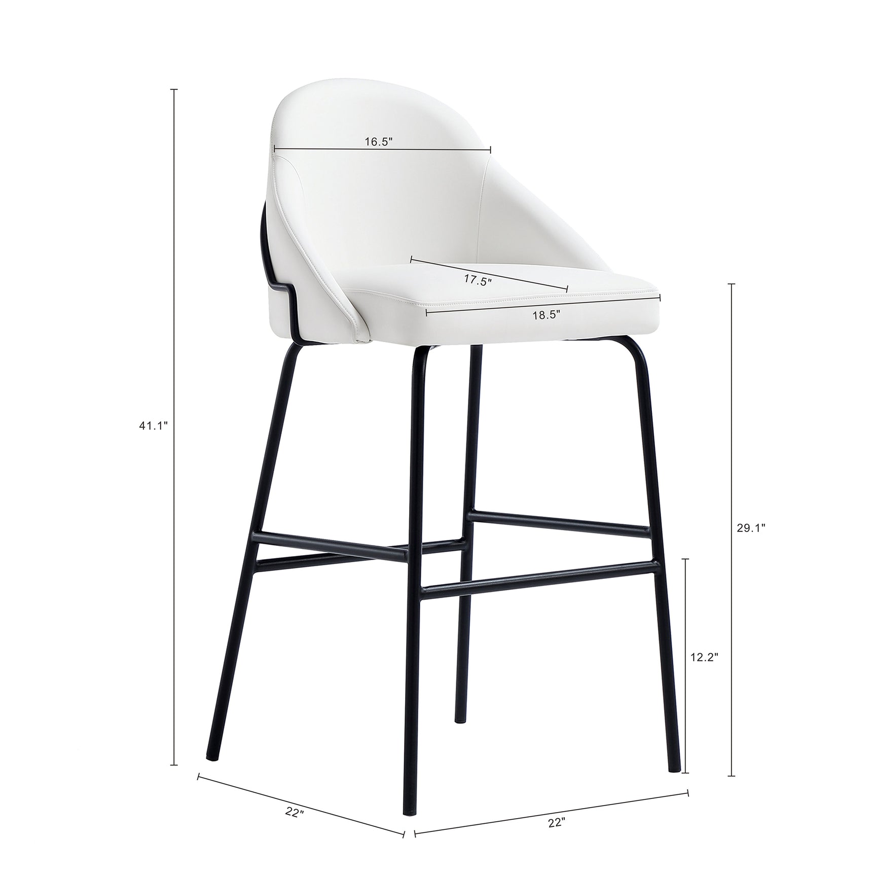 Gracie Barstool in White and Black (set of 2) - Ornate Home