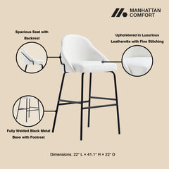 Gracie Barstool in White and Black (set of 2) - Ornate Home