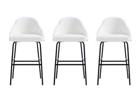 Gracie Barstool in White and Black (set of 3) - Ornate Home