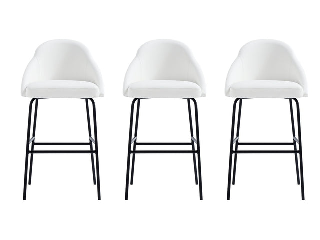 Gracie Barstool in White and Black (set of 3) - Ornate Home