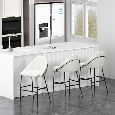 Gracie Barstool in White and Black (set of 3) - Ornate Home