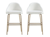 Gracie Barstool in White and Gold (set of 2) - Ornate Home