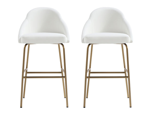 Gracie Barstool in White and Gold (set of 2) - Ornate Home