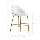 Gracie Barstool in White and Gold (set of 2) - Ornate Home