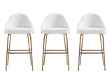 Gracie Barstool in White and Gold (set of 3) - Ornate Home