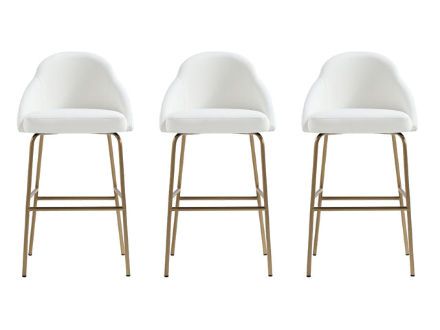 Gracie Barstool in White and Gold (set of 3) - Ornate Home
