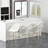 Gracie Barstool in White and Gold (set of 3) - Ornate Home