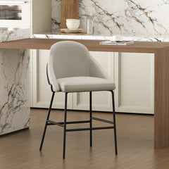 Gracie Counter Stool in Stone and Black - Ornate Home