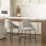 Gracie Counter Stool in Stone and Black (set of 2) - Ornate Home