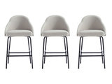 Gracie Counter Stool in Stone and Black (set of 3) - Ornate Home