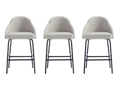 Gracie Counter Stool in Stone and Black (set of 3) - Ornate Home
