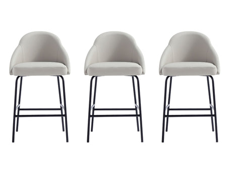 Gracie Counter Stool in Stone and Black (set of 3) - Ornate Home