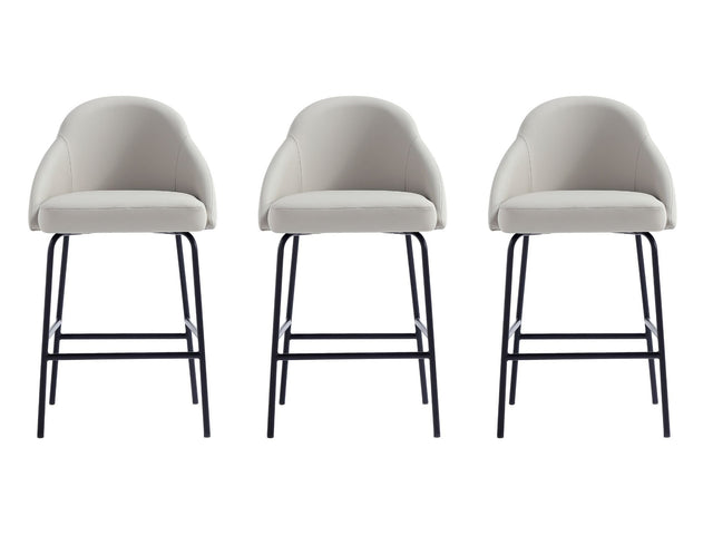 Gracie Counter Stool in Stone and Black (set of 3) - Ornate Home