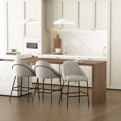 Gracie Counter Stool in Stone and Black (set of 3) - Ornate Home